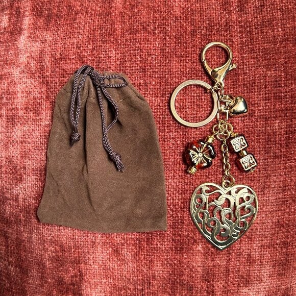 GOLD HEART Bag Charm Topaz Beads - Picture 1 of 7